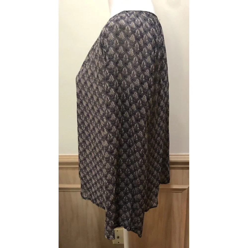 TCEC ~ Long Sleeve Blouse  ~ Size Small ~ Blue ~ Flare Sleeve ~ Shear - Picture 5 of 8